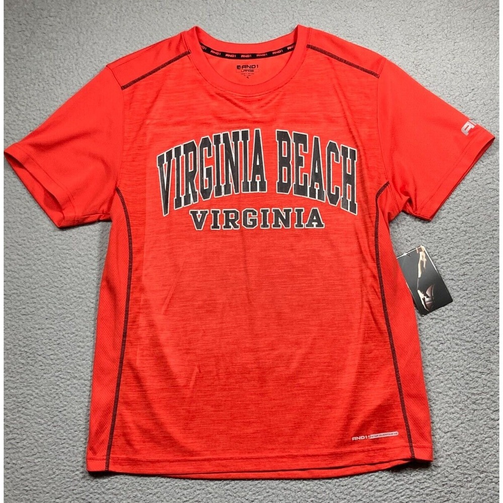 Virginia Beach Virginia Shirt Adult‎ Large Red Short Sleeve Performance And1 NEW